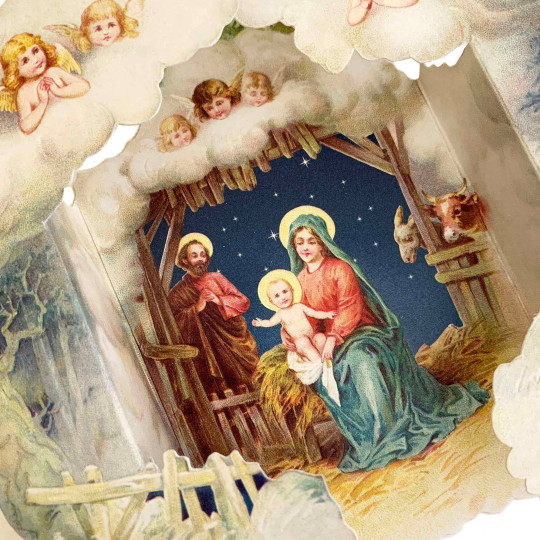 3D Standing Religious Nativity Scene Christmas Card